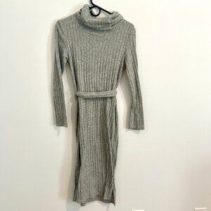 Gray Sweater Dress Turtleneck Neckline
